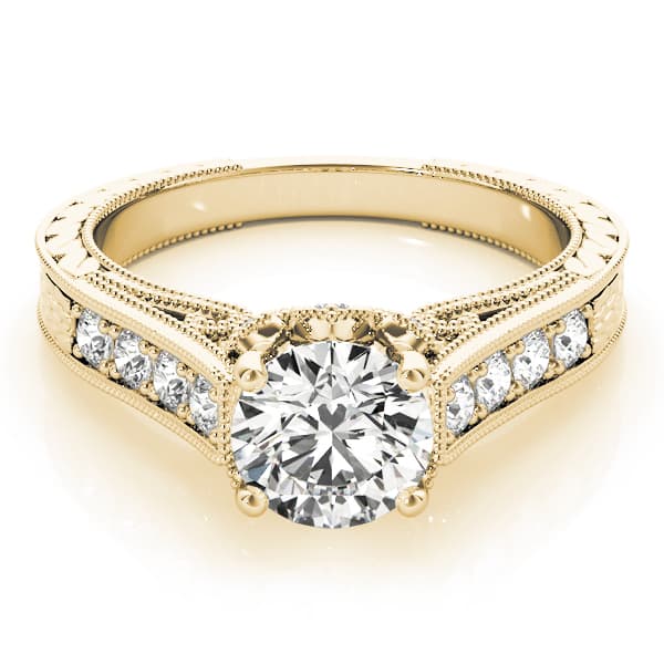 Single Row Prong Engagement Ring, style 84419, On hand view in yellow gold