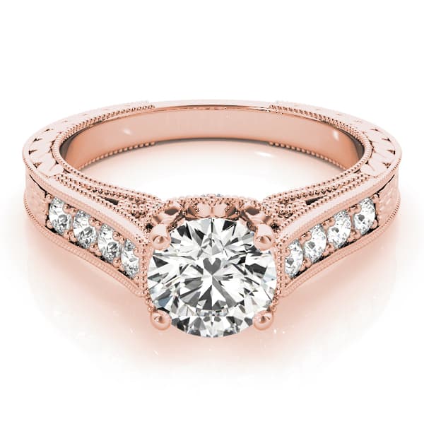 Single Row Prong Engagement Ring, style 84419, On hand view in rose gold