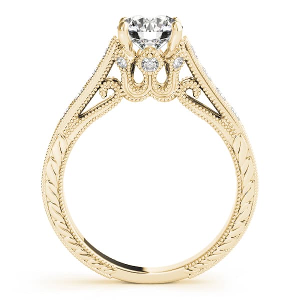 Single Row Prong Engagement Ring, style 84419, Side view in yellow gold