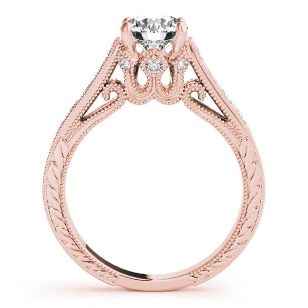 Single Row Prong Engagement Ring, style 84419, Side view in rose gold