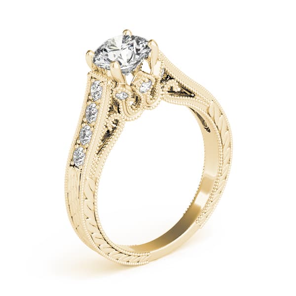 Single Row Prong Engagement Ring, style 84419, Top view in yellow gold