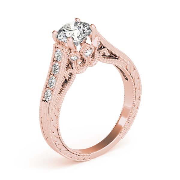 Single Row Prong Engagement Ring, style 84419, Top view in rose gold