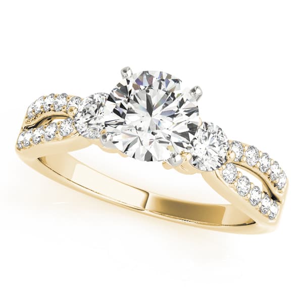 3-Stone Split Shank Engagement Ring, style 84420, Front view in yellow gold