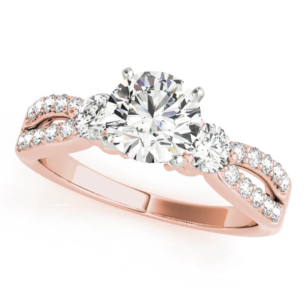 3-Stone Split Shank Engagement Ring, style 84420, Front view in rose gold