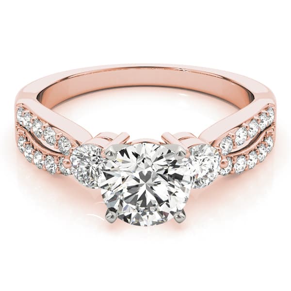 3-Stone Split Shank Engagement Ring, style 84420, On hand view in rose gold