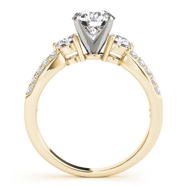 3-Stone Split Shank Engagement Ring, style 84420, Side view in yellow gold
