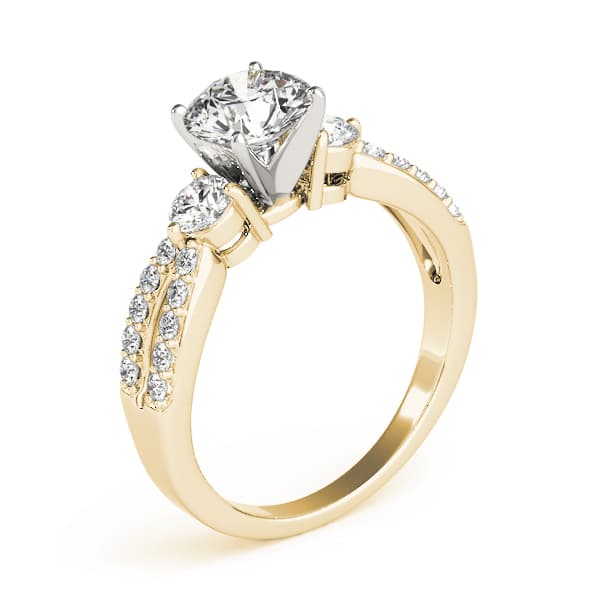 3-Stone Split Shank Engagement Ring, style 84420, Top view in yellow gold
