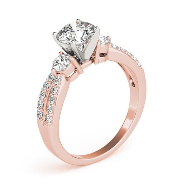 3-Stone Split Shank Engagement Ring, style 84420, Top view in rose gold