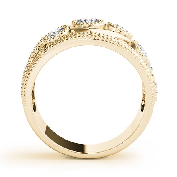 Vintage-Inspired Bezel Set Milgrain Band (1.19 ct. tw.), Side view in yellow gold