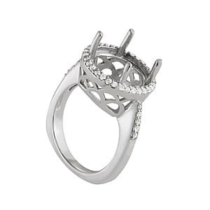 Round 12mm ctr Gemstone Ring (1/3 ct. tw.), Side view in white gold or platinum