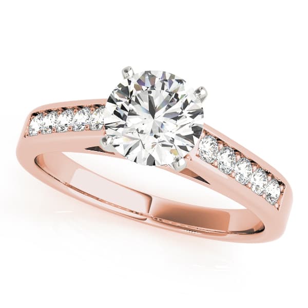Single Row Prong in Channel Engagement Ring, style 84424, Front view in rose gold