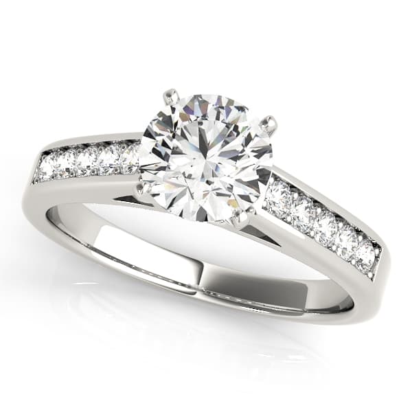 Single Row Prong in Channel Engagement Ring — style 84424 in 10k White Gold