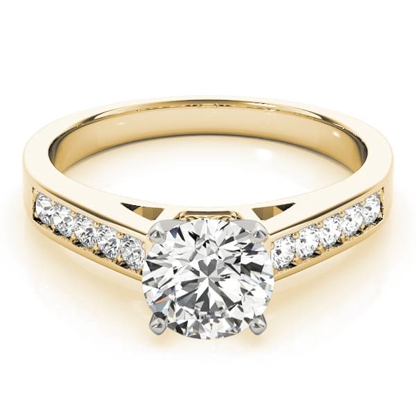 Single Row Prong in Channel Engagement Ring, style 84424, On hand view in yellow gold
