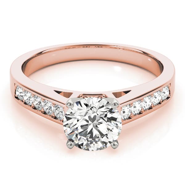 Single Row Prong in Channel Engagement Ring, style 84424, On hand view in rose gold