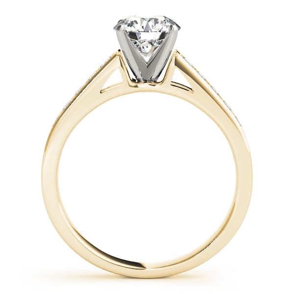 Single Row Prong in Channel Engagement Ring, style 84424, Side view in yellow gold