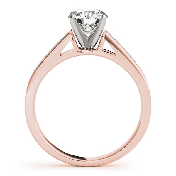 Single Row Prong in Channel Engagement Ring, style 84424, Side view in rose gold