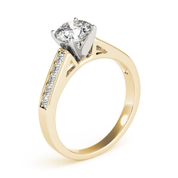 Single Row Prong in Channel Engagement Ring, style 84424, Top view in yellow gold