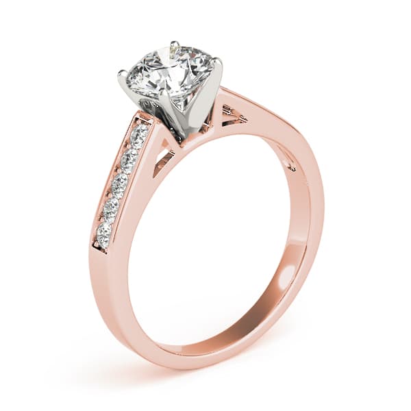 Single Row Prong in Channel Engagement Ring, style 84424, Top view in rose gold