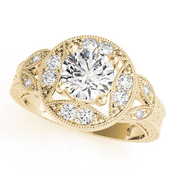 Antique Engagement Ring, style 84427, Front view in yellow gold