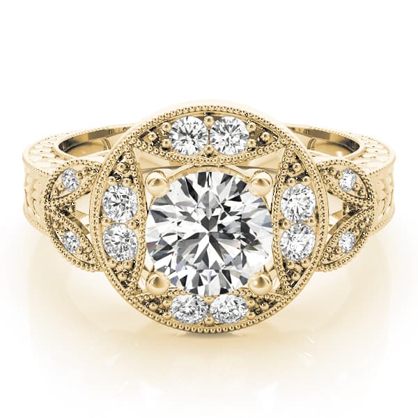 Antique Engagement Ring, style 84427, On hand view in yellow gold