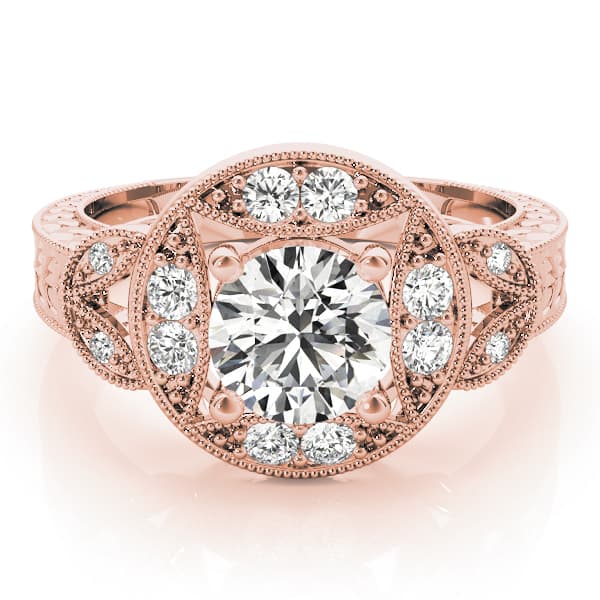 Antique Engagement Ring, style 84427, On hand view in rose gold