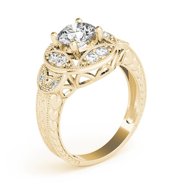 Antique Engagement Ring, style 84427, Top view in yellow gold