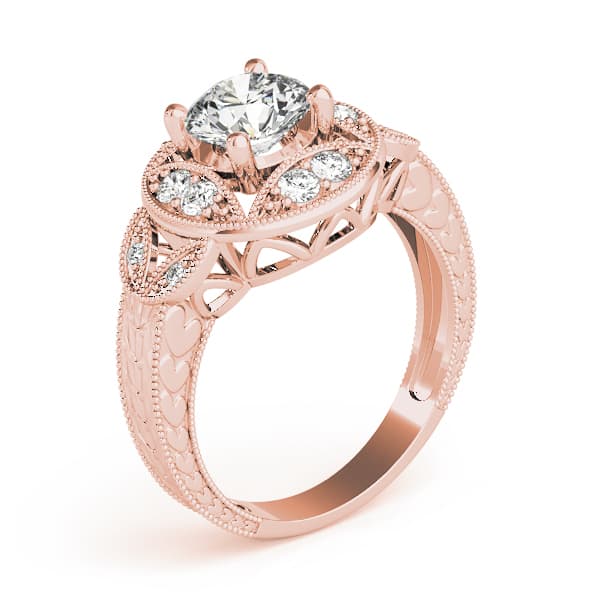 Antique Engagement Ring, style 84427, Top view in rose gold