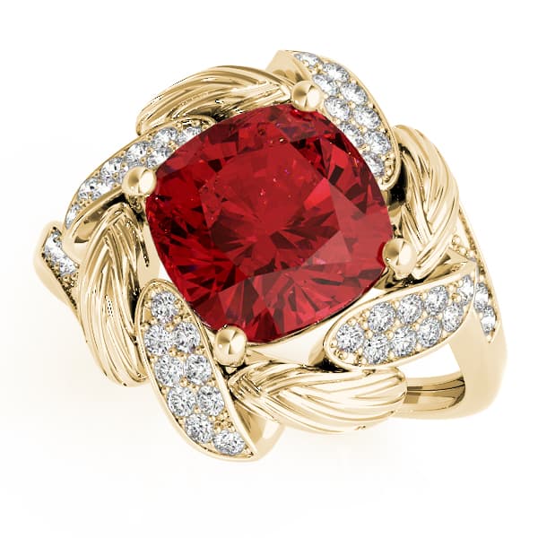 Princess & Cushion Gemstone Ring (0.21 ct. tw.), Front view in yellow gold