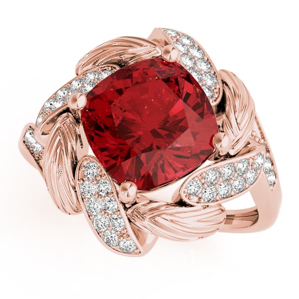 Princess & Cushion Gemstone Ring (0.21 ct. tw.), Front view in rose gold