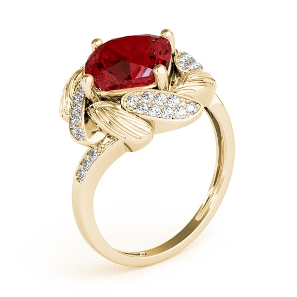 Princess & Cushion Gemstone Ring (0.21 ct. tw.), Angle view in yellow gold