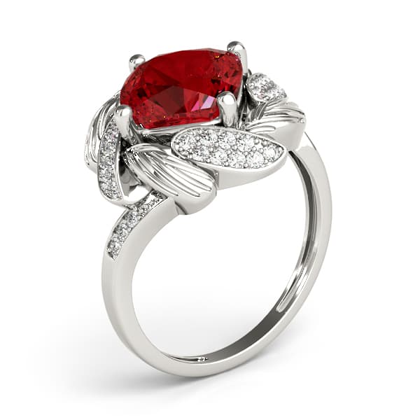 Princess & Cushion Gemstone Ring (0.21 ct. tw.), Angle view in white gold or platinum