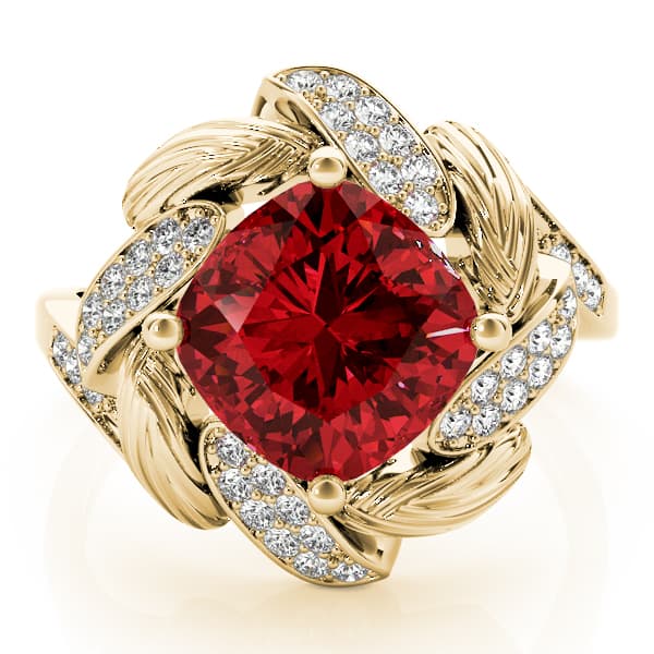Princess & Cushion Gemstone Ring (0.21 ct. tw.), On hand view in yellow gold