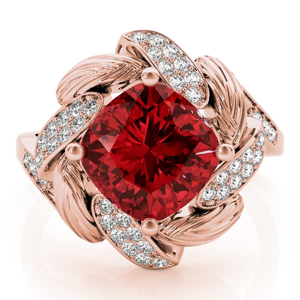 Princess & Cushion Gemstone Ring (0.21 ct. tw.), On hand view in rose gold