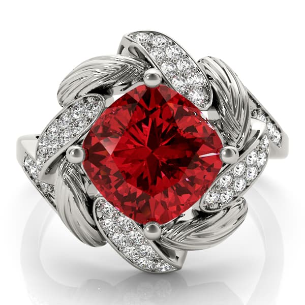 Princess & Cushion Gemstone Ring (0.21 ct. tw.), On hand view in white gold or platinum