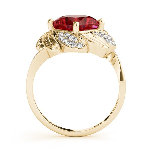 Princess & Cushion Gemstone Ring (0.21 ct. tw.), Side view in yellow gold
