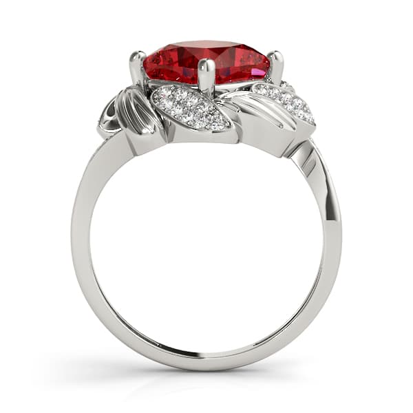 Princess & Cushion Gemstone Ring (0.21 ct. tw.), Side view in white gold or platinum
