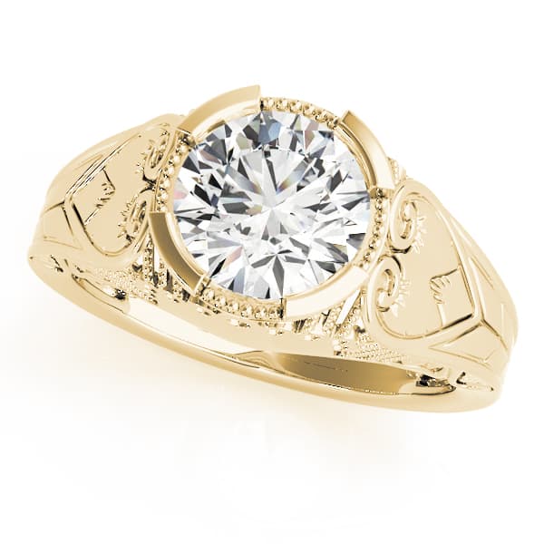 Antique Engagement Ring, style 84437, Front view in yellow gold