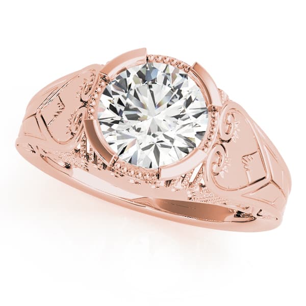 Antique Engagement Ring, style 84437, Front view in rose gold