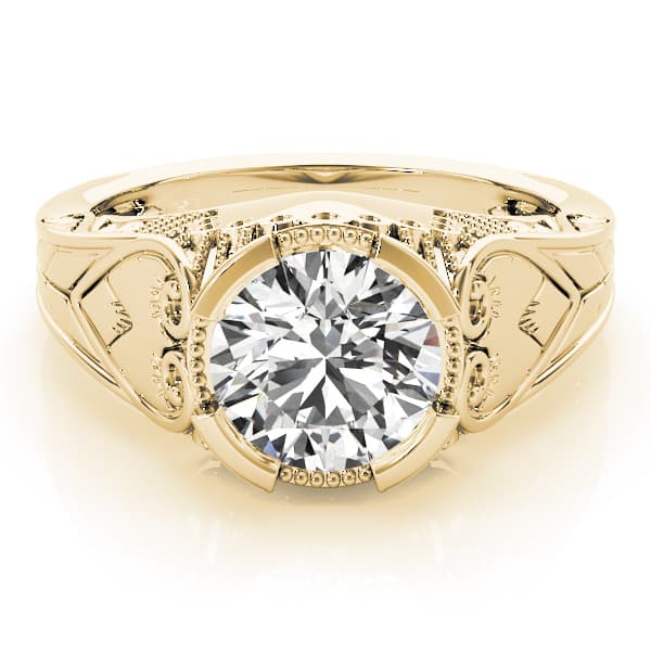 Antique Engagement Ring, style 84437, On hand view in yellow gold