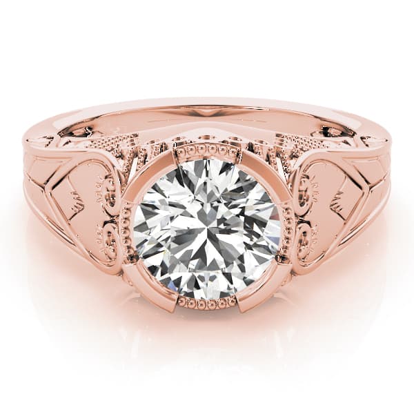 Antique Engagement Ring, style 84437, On hand view in rose gold