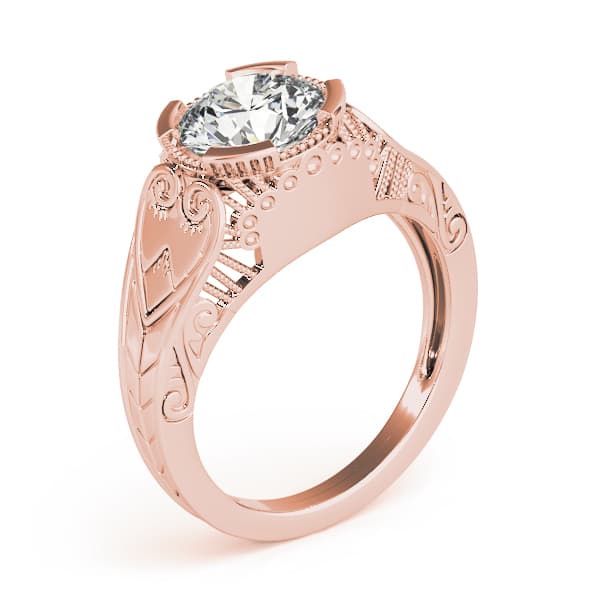 Antique Engagement Ring, style 84437, Top view in rose gold