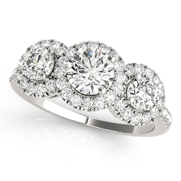 3-Stone Halo Split Prong Engagement Ring — style 84449 in 10k White Gold