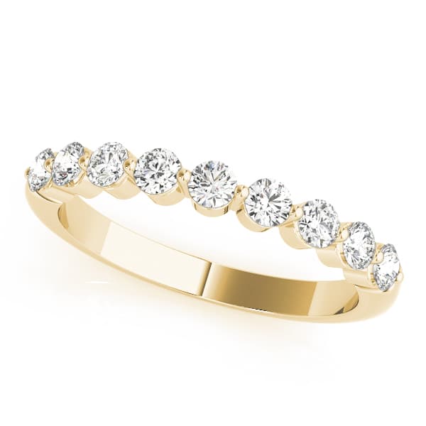 Single Shared Prong Wedding Band (2 ct. tw.), Front view in yellow gold