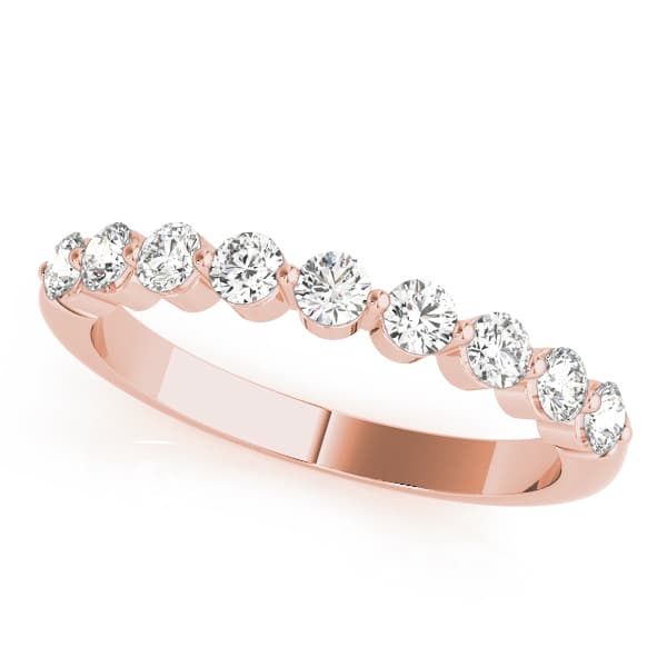 Single Shared Prong Wedding Band (4 ct. tw.), Front view in rose gold