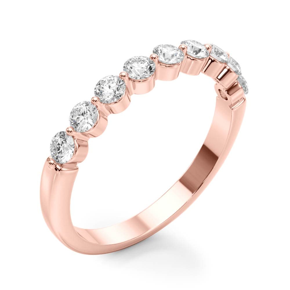 Single Shared Prong Wedding Band (4 ct. tw.), Angle view in rose gold