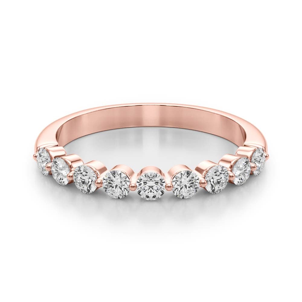 Single Shared Prong Wedding Band (4 ct. tw.), On hand view in rose gold