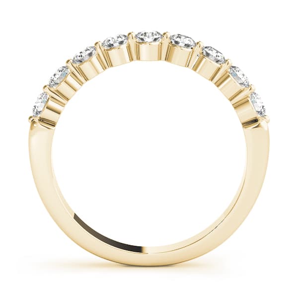 Single Shared Prong Wedding Band (2 ct. tw.), Side view in yellow gold