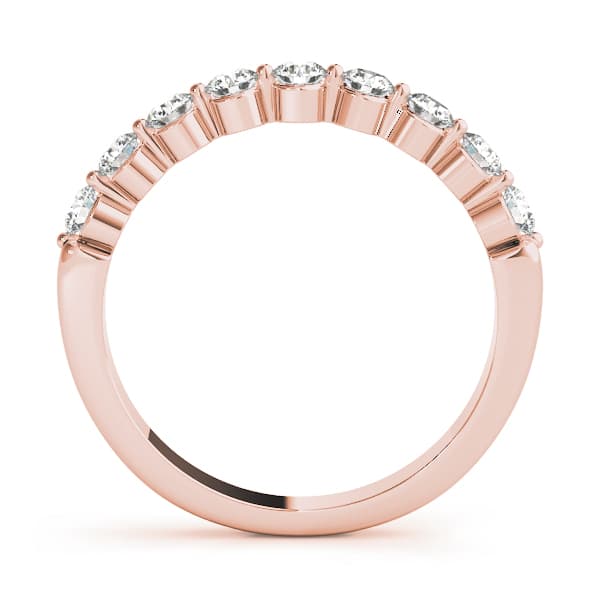 Single Shared Prong Wedding Band (4 ct. tw.), Side view in rose gold
