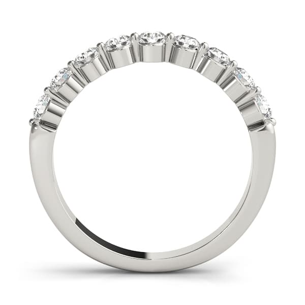 Single Shared Prong Wedding Band (2 ct. tw.), Side view in white gold or platinum
