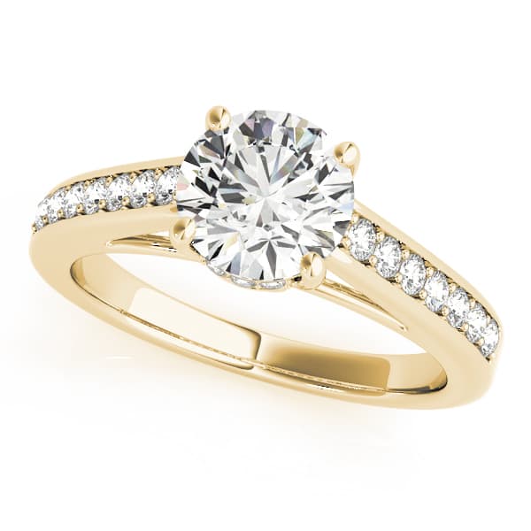Single Row Prong Engagement Ring, style 84455, Front view in yellow gold